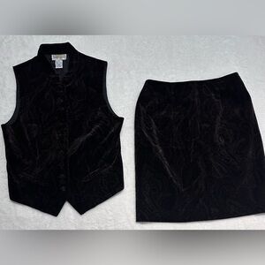 Cambridge dry goods brand paisley velvet skirt & vest set dark academia